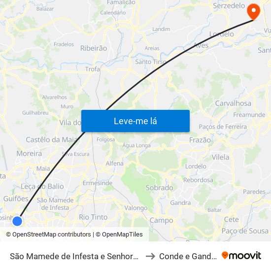 São Mamede de Infesta e Senhora da Hora to Conde e Gandarela map