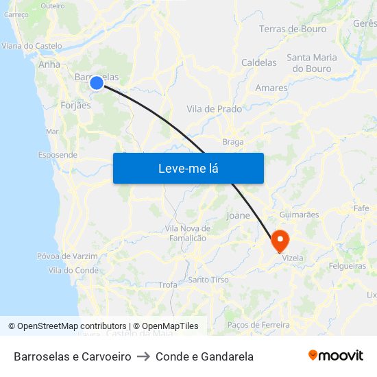 Barroselas e Carvoeiro to Conde e Gandarela map