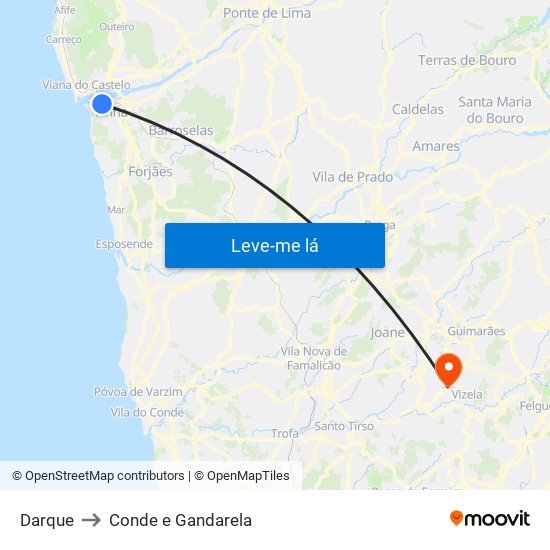 Darque to Conde e Gandarela map