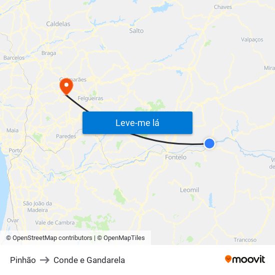 Pinhão to Conde e Gandarela map