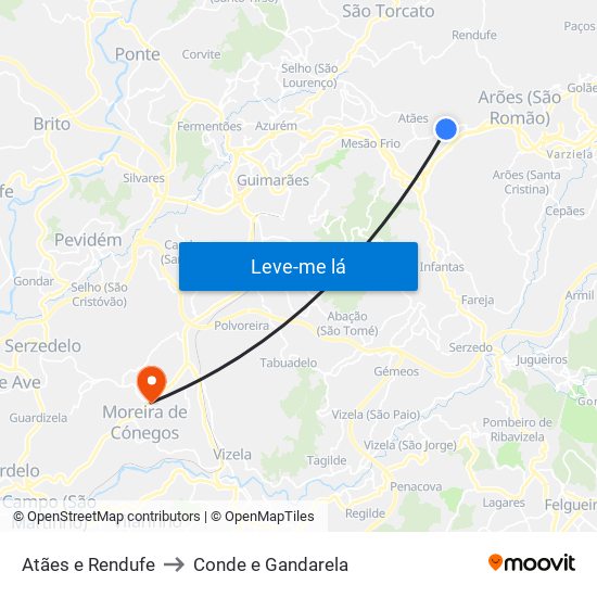 Atães e Rendufe to Conde e Gandarela map