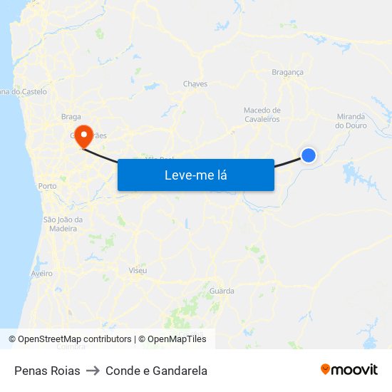 Penas Roias to Conde e Gandarela map