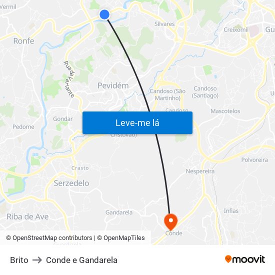 Brito to Conde e Gandarela map