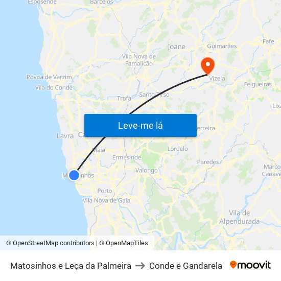 Matosinhos e Leça da Palmeira to Conde e Gandarela map