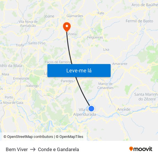 Bem Viver to Conde e Gandarela map