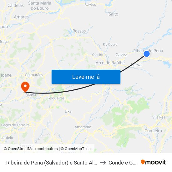 Ribeira de Pena (Salvador) e Santo Aleixo de Além-Tâmega to Conde e Gandarela map