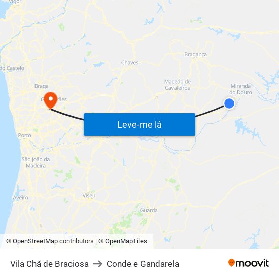 Vila Chã de Braciosa to Conde e Gandarela map
