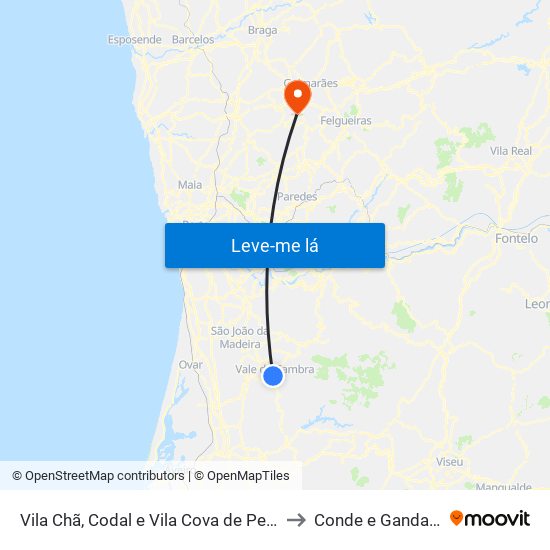 Vila Chã, Codal e Vila Cova de Perrinho to Conde e Gandarela map