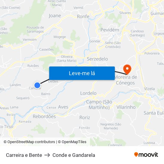 Carreira e Bente to Conde e Gandarela map