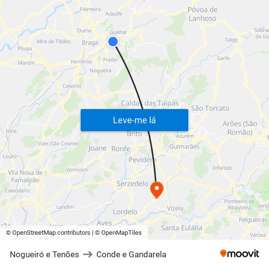 Nogueiró e Tenões to Conde e Gandarela map