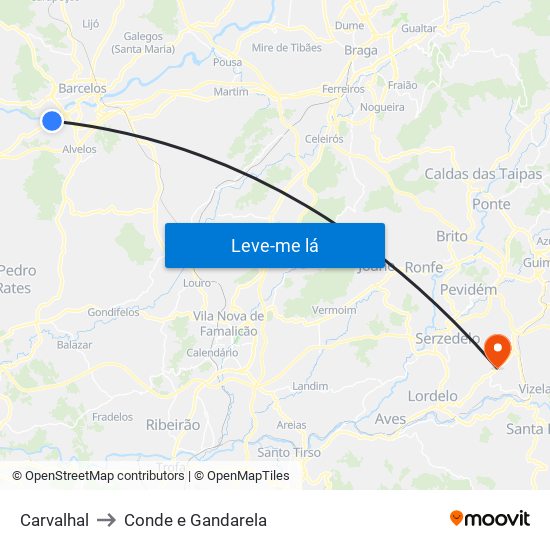 Carvalhal to Conde e Gandarela map