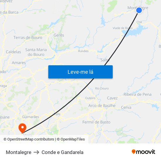 Montalegre to Conde e Gandarela map