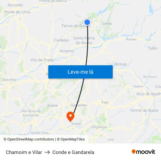 Chamoim e Vilar to Conde e Gandarela map