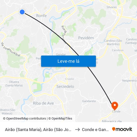 Airão (Santa Maria), Airão (São João) e Vermil to Conde e Gandarela map