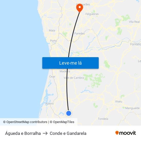 Águeda e Borralha to Conde e Gandarela map