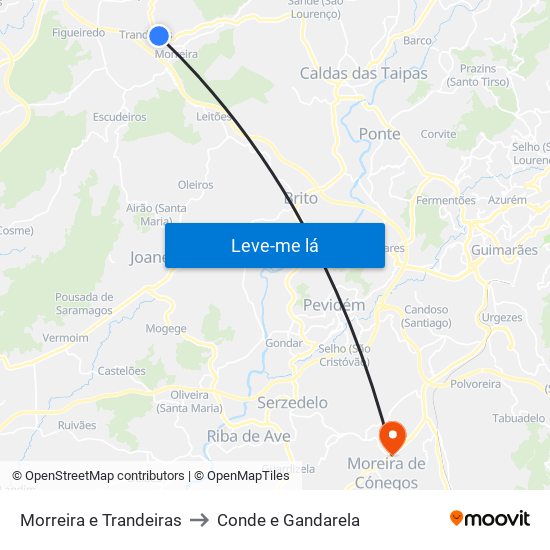 Morreira e Trandeiras to Conde e Gandarela map