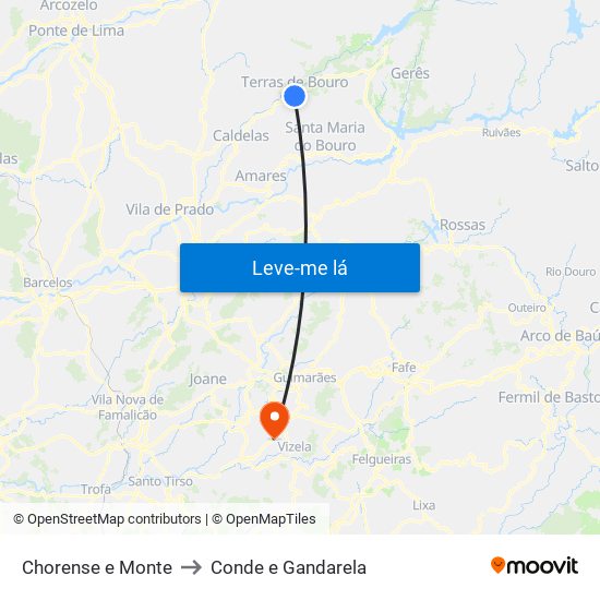 Chorense e Monte to Conde e Gandarela map