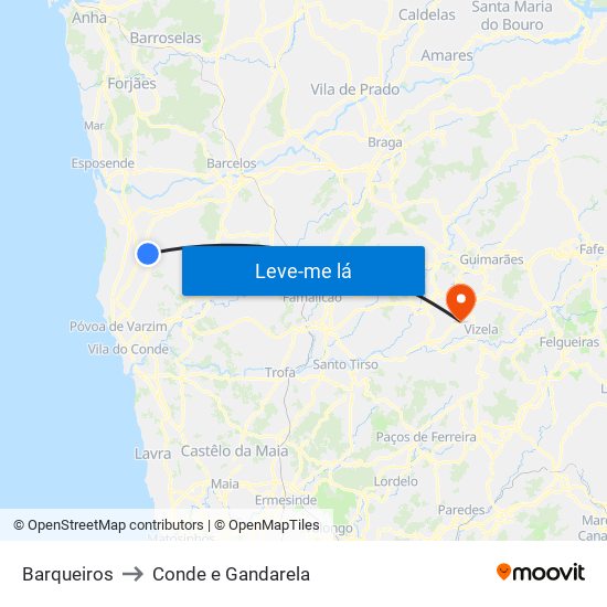 Barqueiros to Conde e Gandarela map