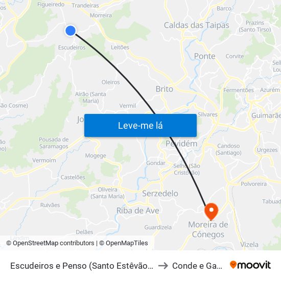 Escudeiros e Penso (Santo Estêvão e São Vicente) to Conde e Gandarela map