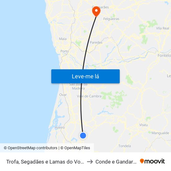 Trofa, Segadães e Lamas do Vouga to Conde e Gandarela map