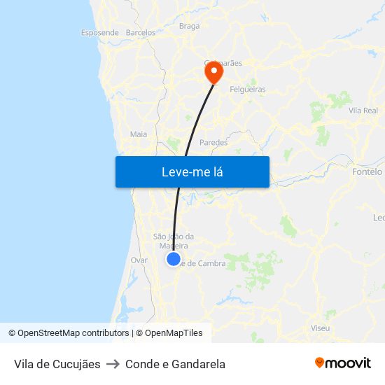 Vila de Cucujães to Conde e Gandarela map