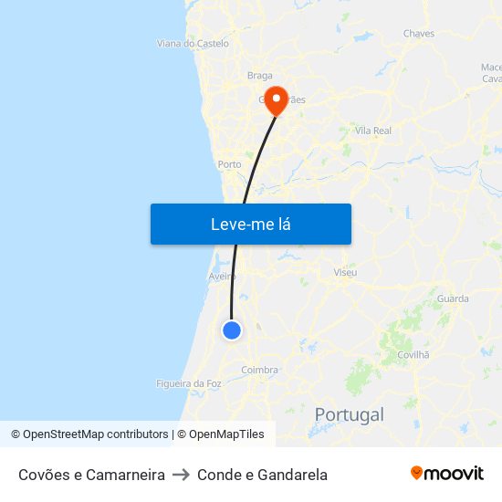 Covões e Camarneira to Conde e Gandarela map
