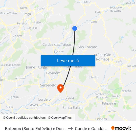 Briteiros (Santo Estêvão) e Donim to Conde e Gandarela map