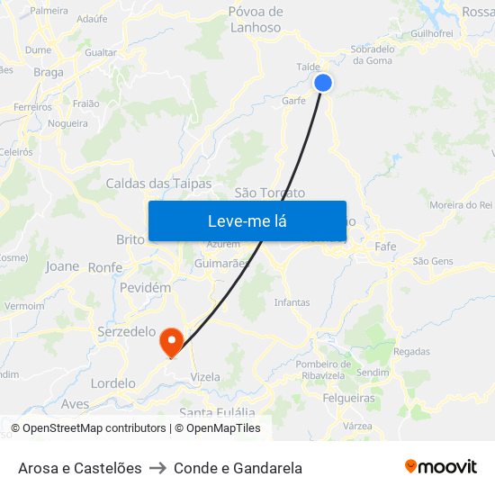 Arosa e Castelões to Conde e Gandarela map