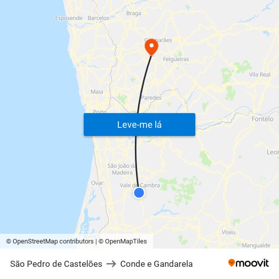 São Pedro de Castelões to Conde e Gandarela map