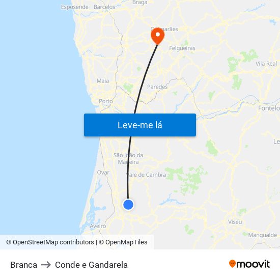 Branca to Conde e Gandarela map