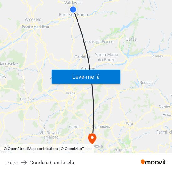 Paçô to Conde e Gandarela map
