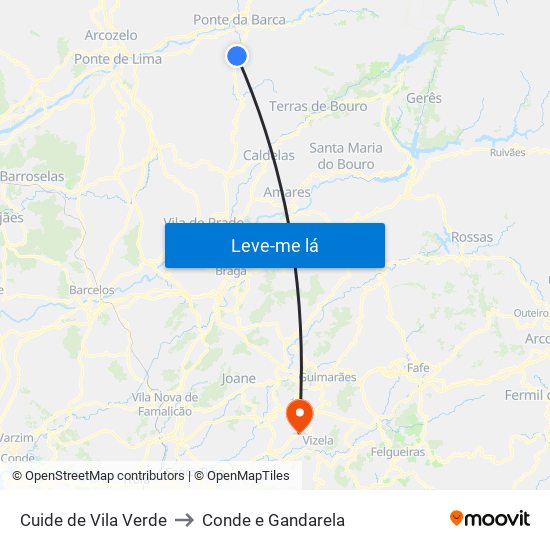 Cuide de Vila Verde to Conde e Gandarela map