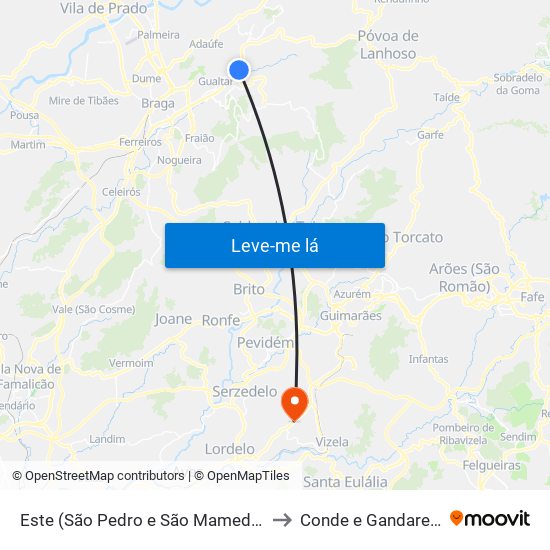 Este (São Pedro e São Mamede) to Conde e Gandarela map