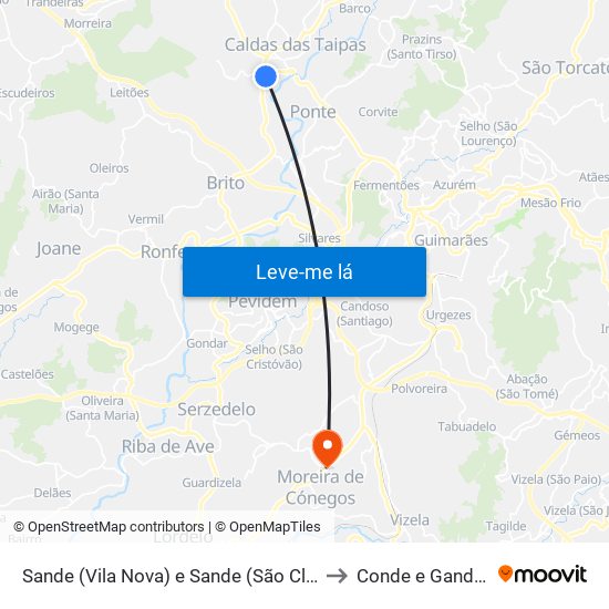 Sande (Vila Nova) e Sande (São Clemente) to Conde e Gandarela map