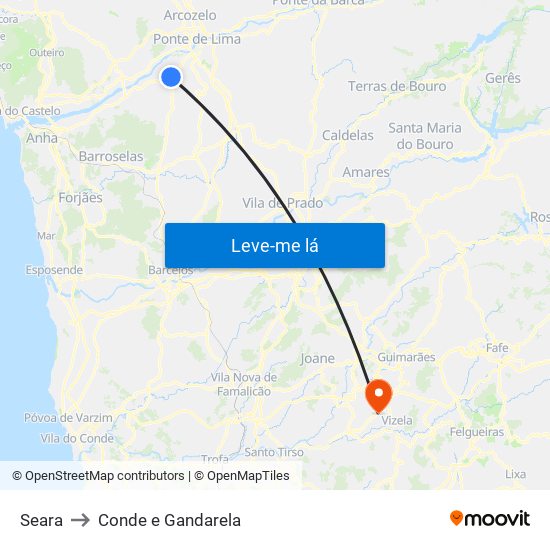 Seara to Conde e Gandarela map