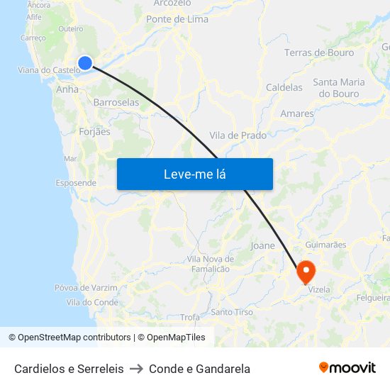 Cardielos e Serreleis to Conde e Gandarela map