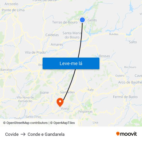 Covide to Conde e Gandarela map