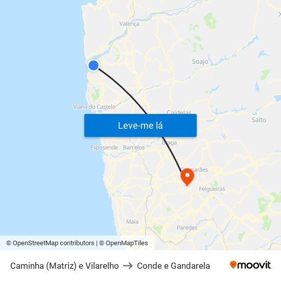 Caminha (Matriz) e Vilarelho to Conde e Gandarela map
