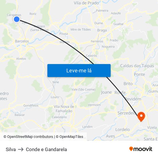 Silva to Conde e Gandarela map