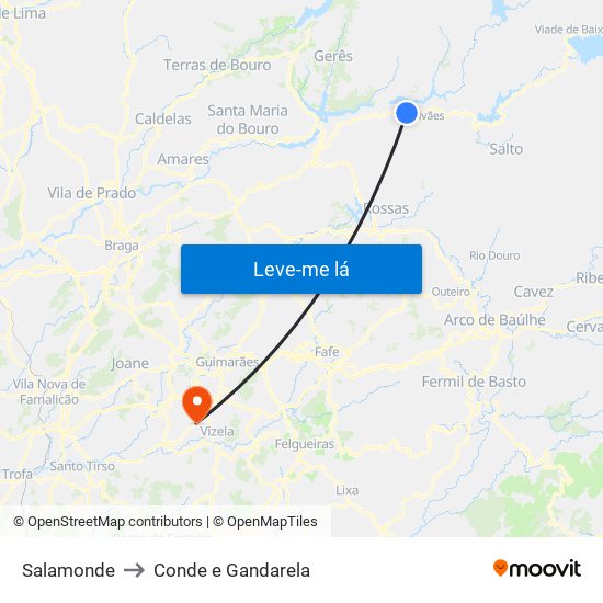 Salamonde to Conde e Gandarela map