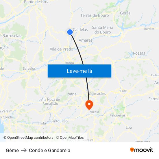 Gême to Conde e Gandarela map