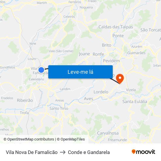 Vila Nova De Famalicão to Conde e Gandarela map