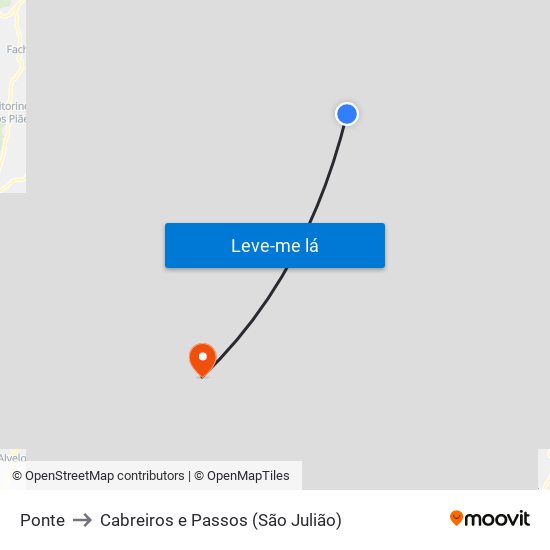 Ponte to Cabreiros e Passos (São Julião) map