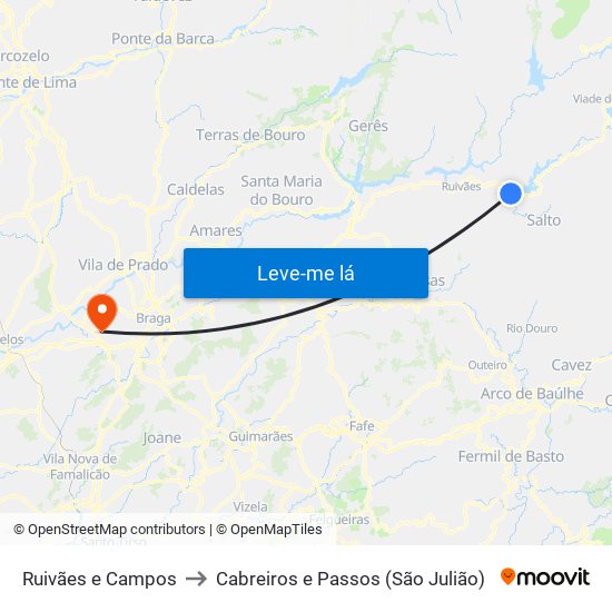 Ruivães e Campos to Cabreiros e Passos (São Julião) map