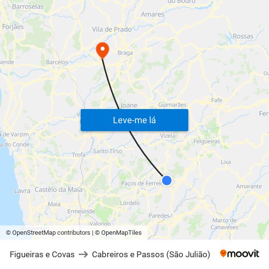 Figueiras e Covas to Cabreiros e Passos (São Julião) map