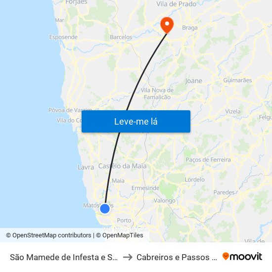 São Mamede de Infesta e Senhora da Hora to Cabreiros e Passos (São Julião) map