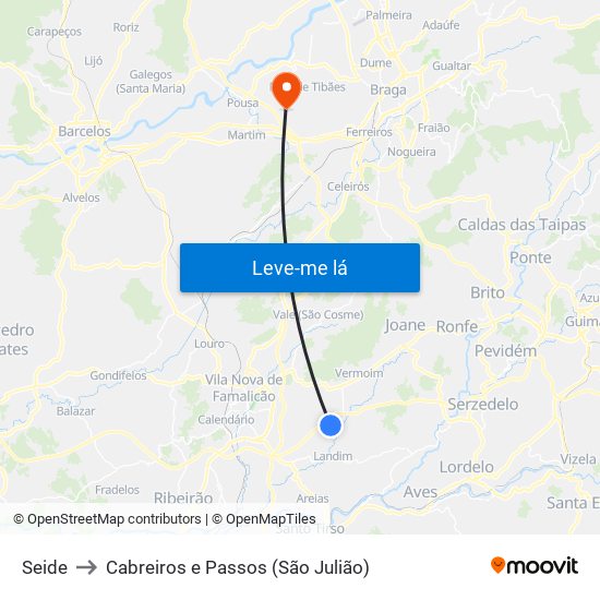 Seide to Cabreiros e Passos (São Julião) map