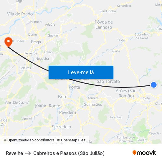 Revelhe to Cabreiros e Passos (São Julião) map