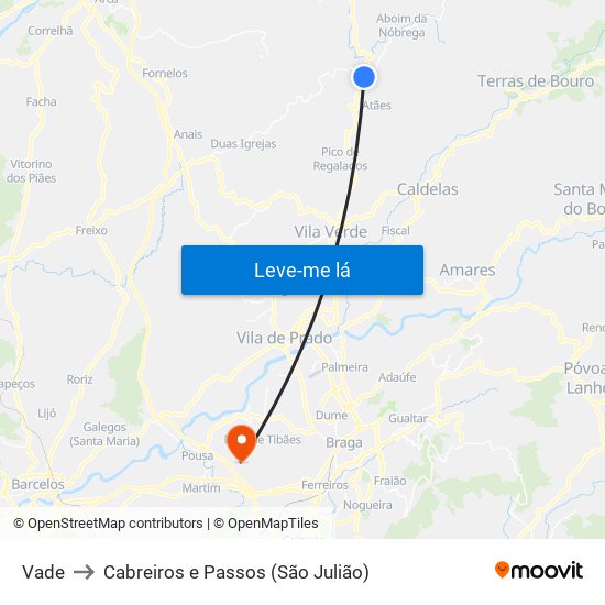 Vade to Cabreiros e Passos (São Julião) map