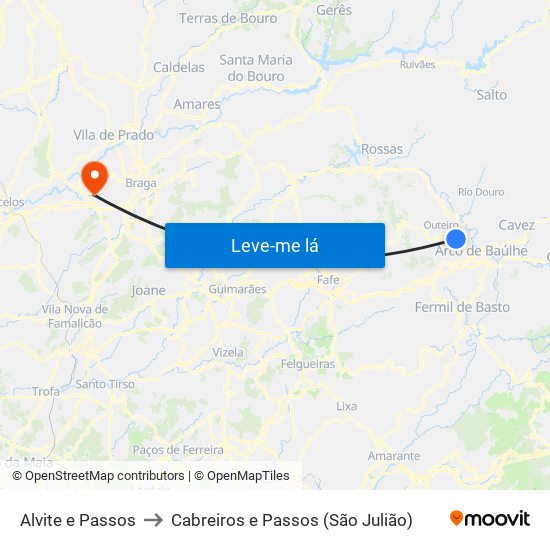 Alvite e Passos to Cabreiros e Passos (São Julião) map